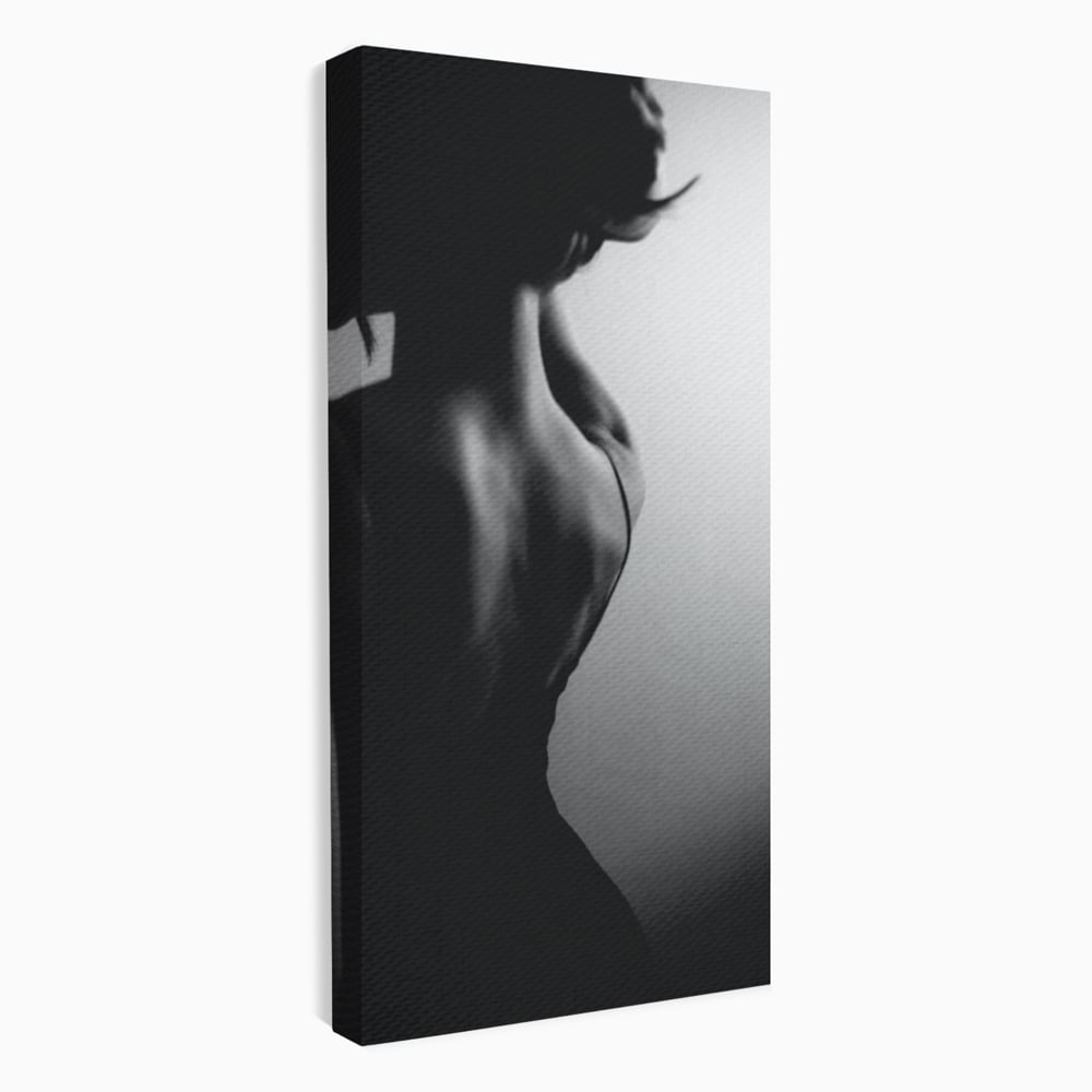 Tablou canvas cu tablou canvas cu silueta feminina monocroma, fara rama, pe sasiu de lemn